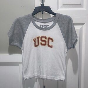 USC Collegiate Licensed Gray and Red T-Shirt crop top NWT